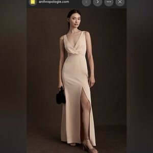 BHLDN Cream V-Neck Maxi Dress